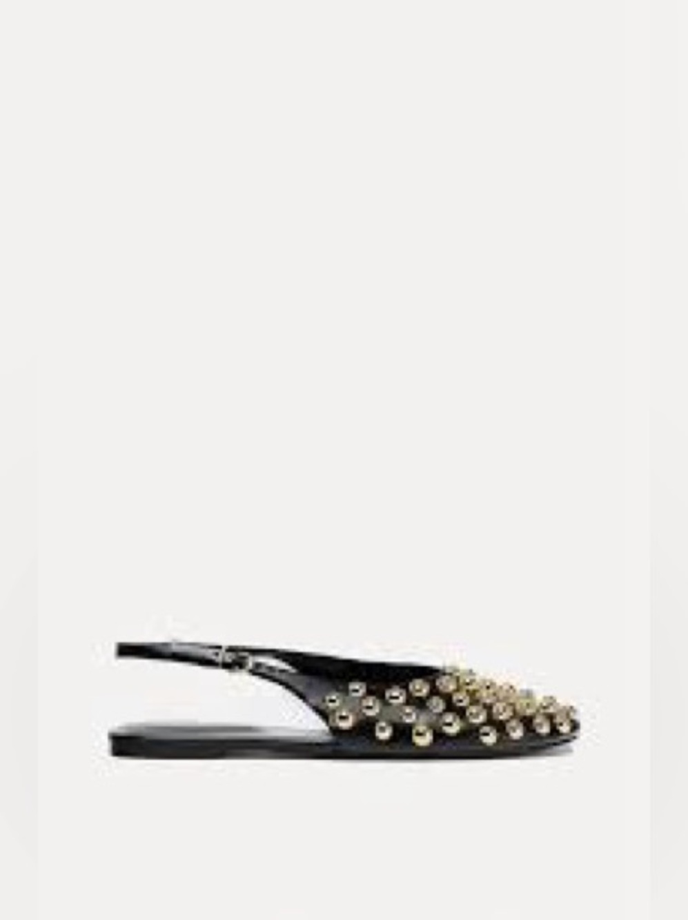 Zara Gold Studded Slingback Shoes Leather Size 8 Like New! - Picture 2 of 5